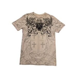 Xtreme Couture T Shirt Mens M Graphic Crest Lion Wings Skull USA Y2K MMA